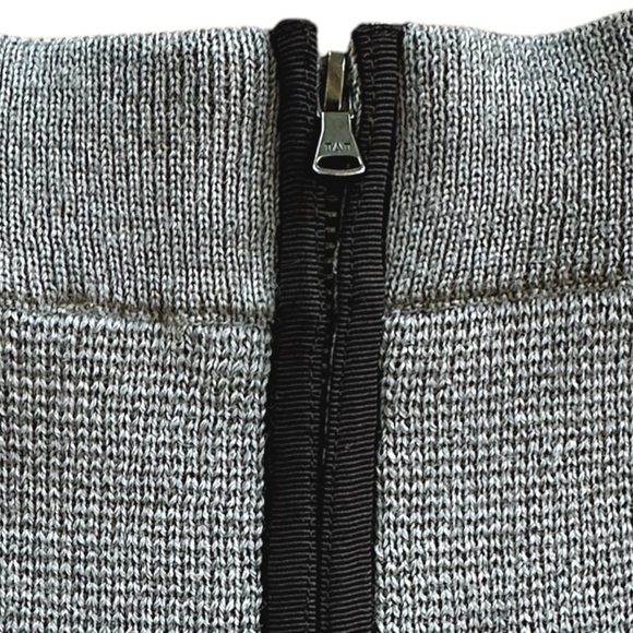 LOFT | WOOL BLEND GREY & BLACK COLOR BLOCK KNIT SKIRT ZIPPER BACK | SMALL - Picture 5 of 8
